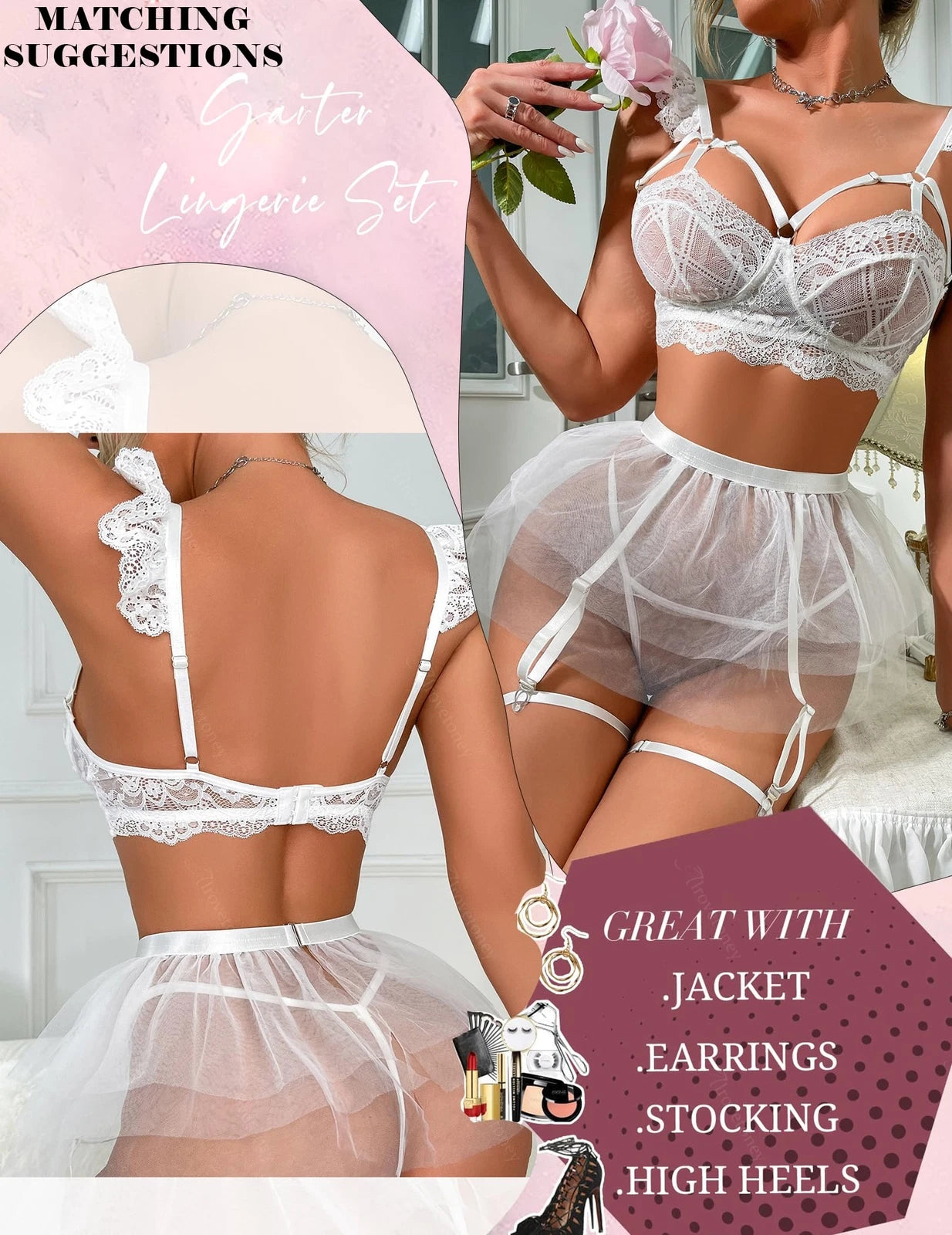 Women Sexy Lingerie Sleepwear Underwear Nightwear Babydoll Lace Bra Thong Set US