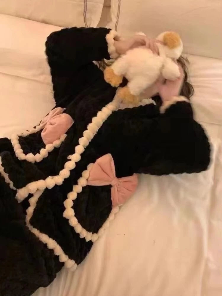 Women Pajama Sets Plus Velvet Sleepwear Cozy V-neck leisure wear Home Wear