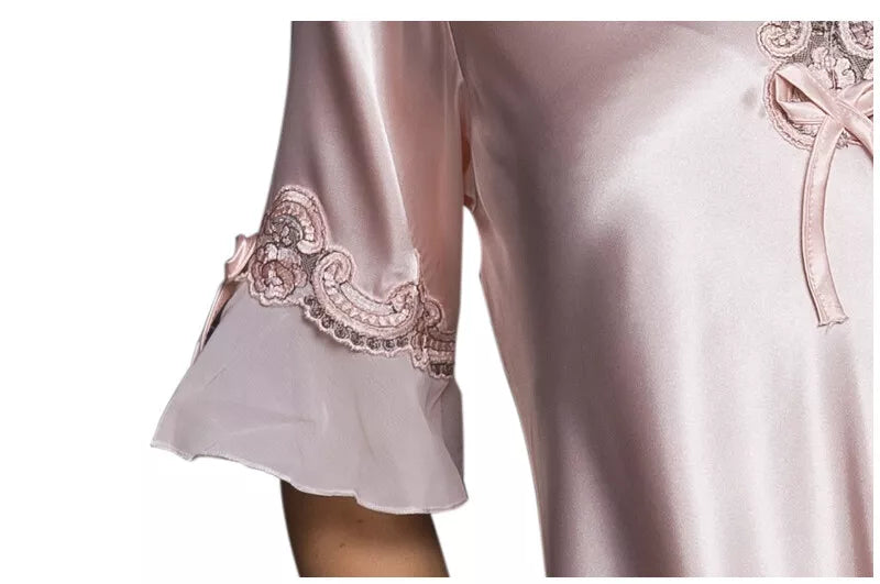 Women Satin Silk Lace Dress Sleepwear Lingerie Short Mini Nightdress Nightgown
