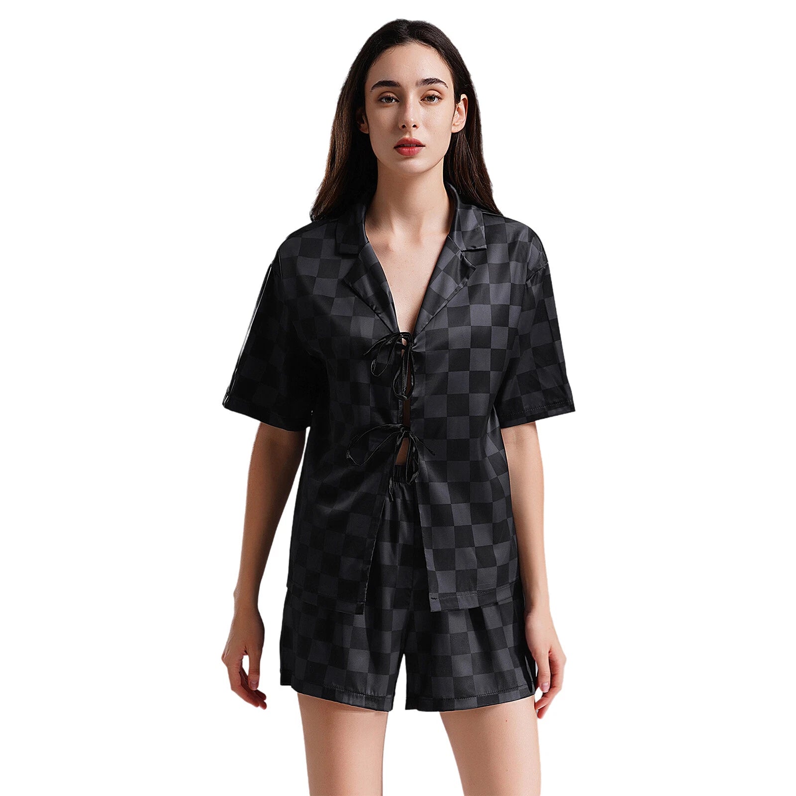 Women Nightwear Ice Cool Pajamas Set Silky Satin Sleepwear Soft Homewear Pants