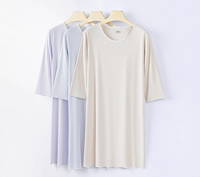 Fashion Spring Women's Three Quarter Sleeves Breathable Comfortable Nightgown Clothing-