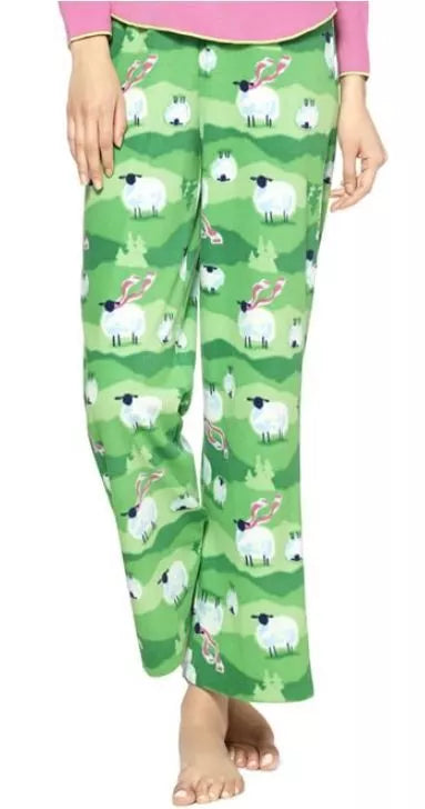Hue Women's  Pajama Set S Dog Blocks or Mountain Sheep Micro Fleece, New $50