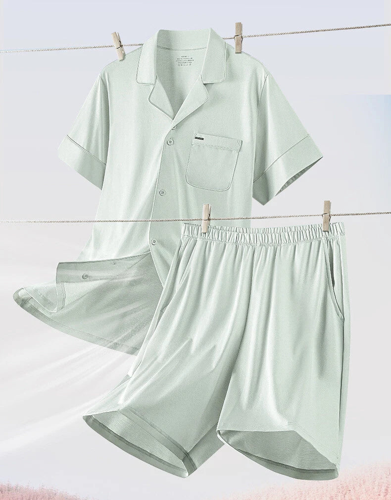 Breathable Comfort New Women Pajama Set Summer Thin Cool Short Sleeve Shorts-