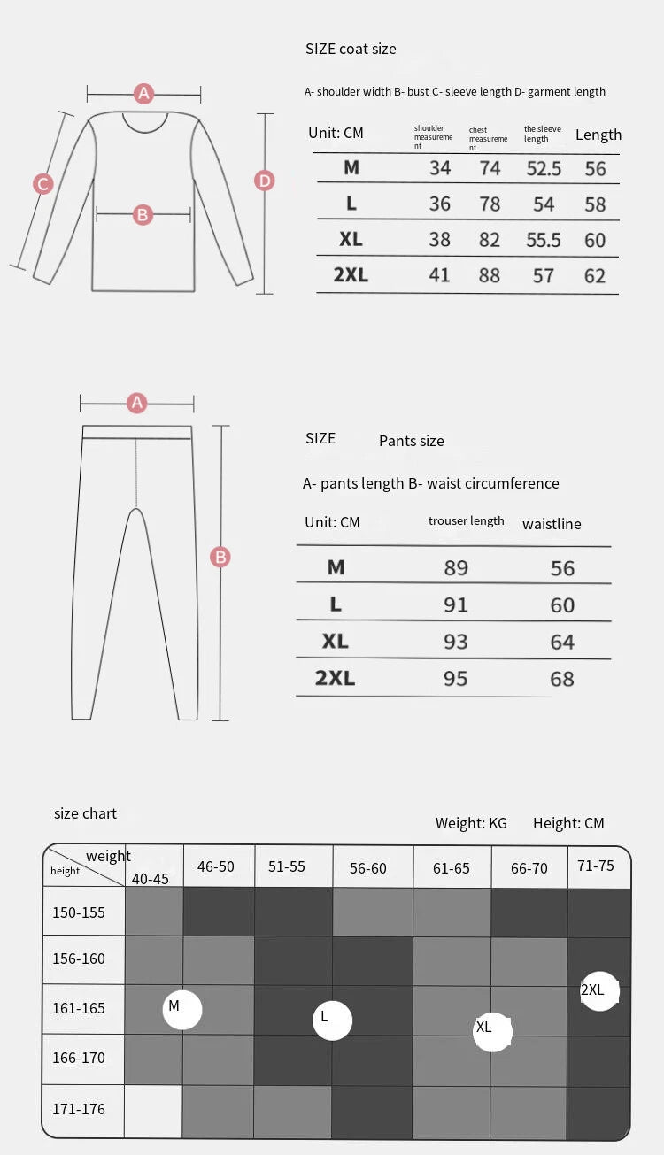 Fashion Winter Women's Pajama Set Thin Warm Underwear Tops Slim Bottom Pants