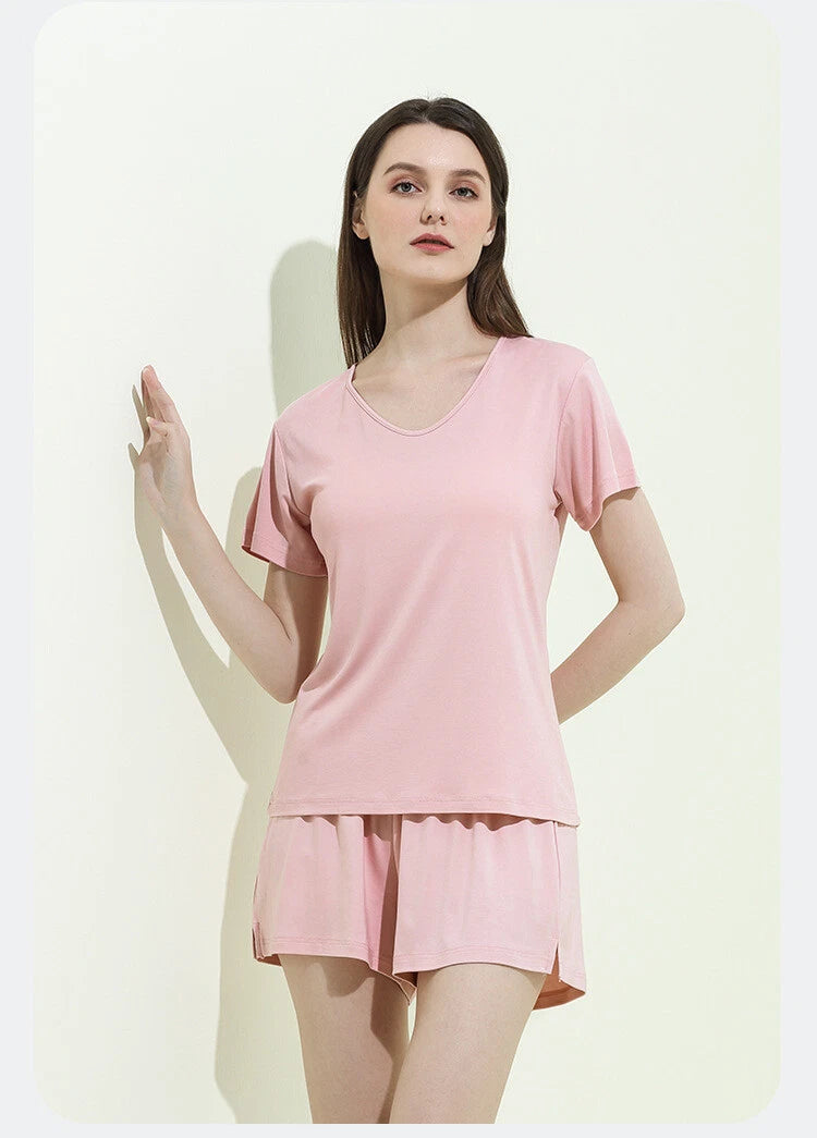Women's Pajama Set Simple Casual Summer Comfortable Breathable Short Sleeve