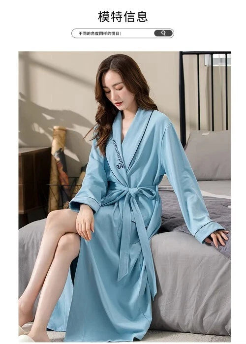 M-4XL Bridesmaid DressingGown Plus Size Cotton Bridesn'Robes Long Sleeve Loose