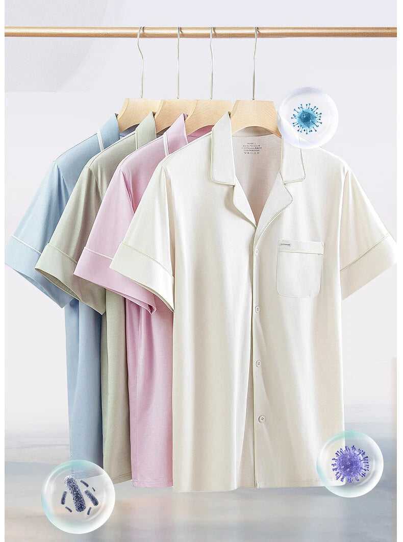 Breathable Comfort New Women Pajama Set Summer Thin Cool Short Sleeve Shorts-