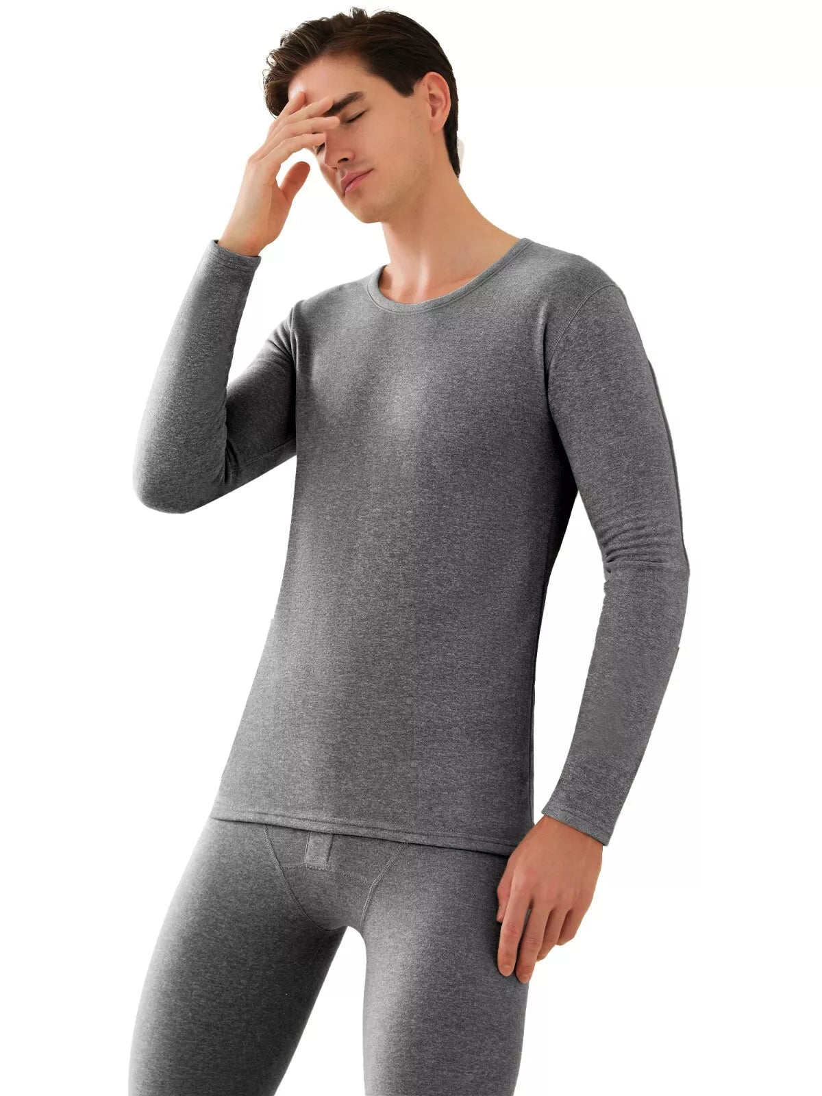 Men's Cashmere & Silk Lined Thermal Pajama Set Soft Underwear Set Long Johns