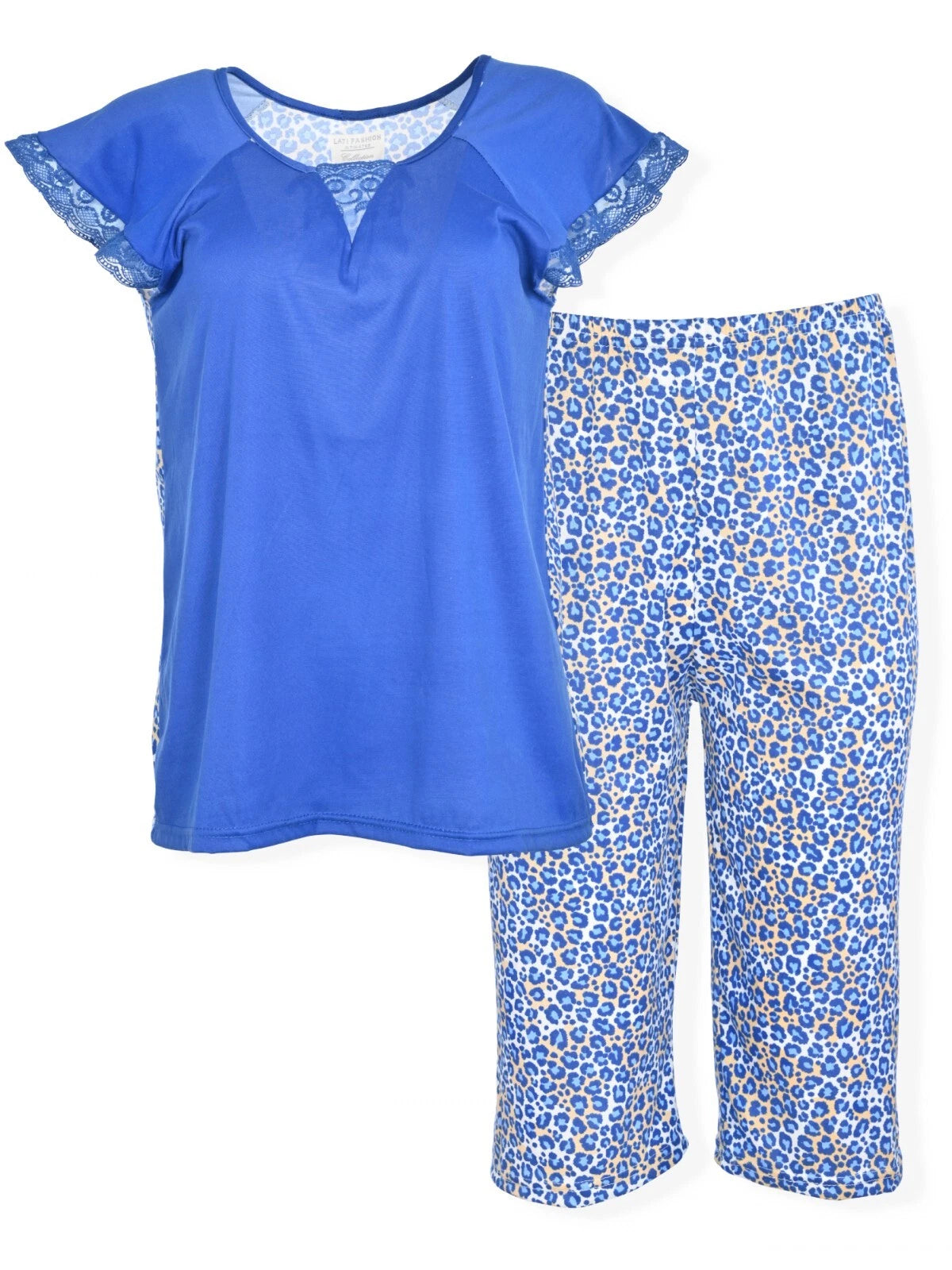 JEFFRICO Womens Capri Pajama Set 2 Piece Short Sleeve Top & Capri Pants 5035C