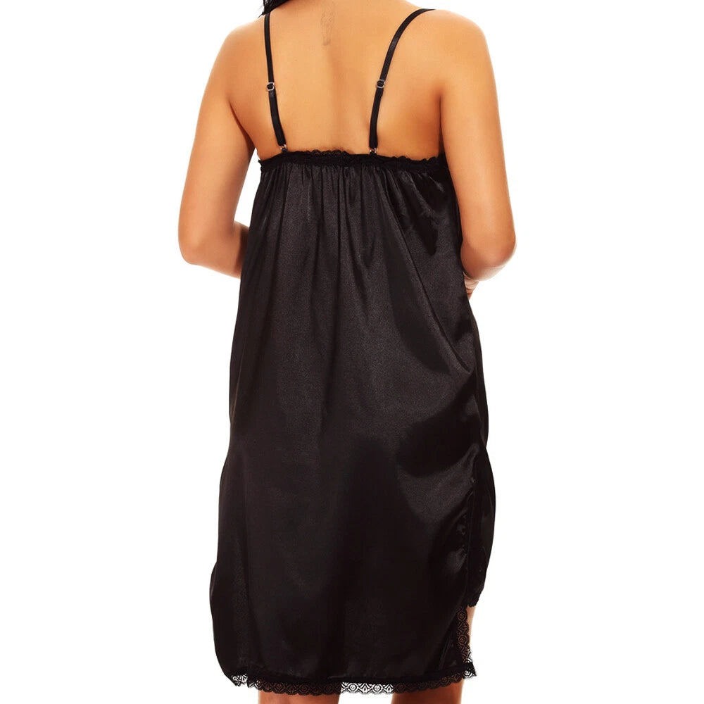 US Women Sexy-Lingerie Sleepwear Satin Silk Babydoll Lace Nightwear Pajamas Set