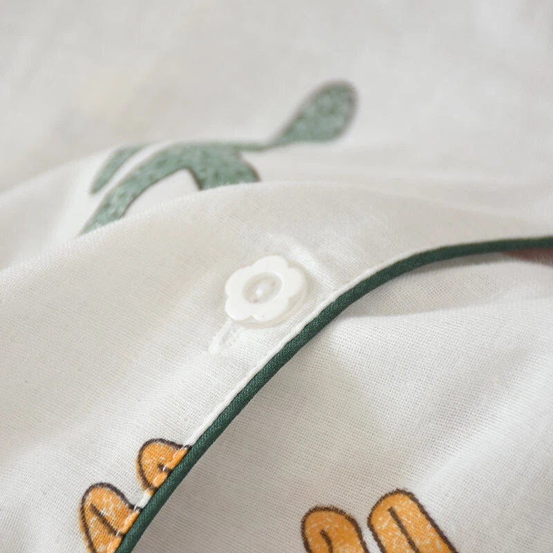 Women Pajamas Set 100% Cotton Printed Sleepwear Casual Nightwear Gauze Home Wear