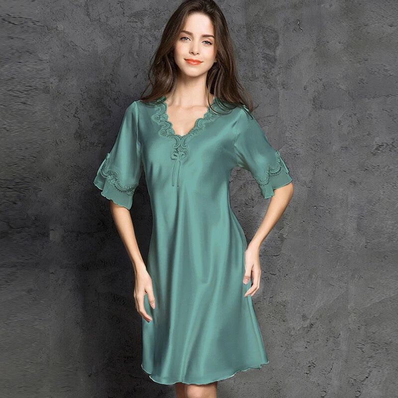 Women Satin Silk Lace Dress Sleepwear Lingerie Short Mini Nightdress Nightgown