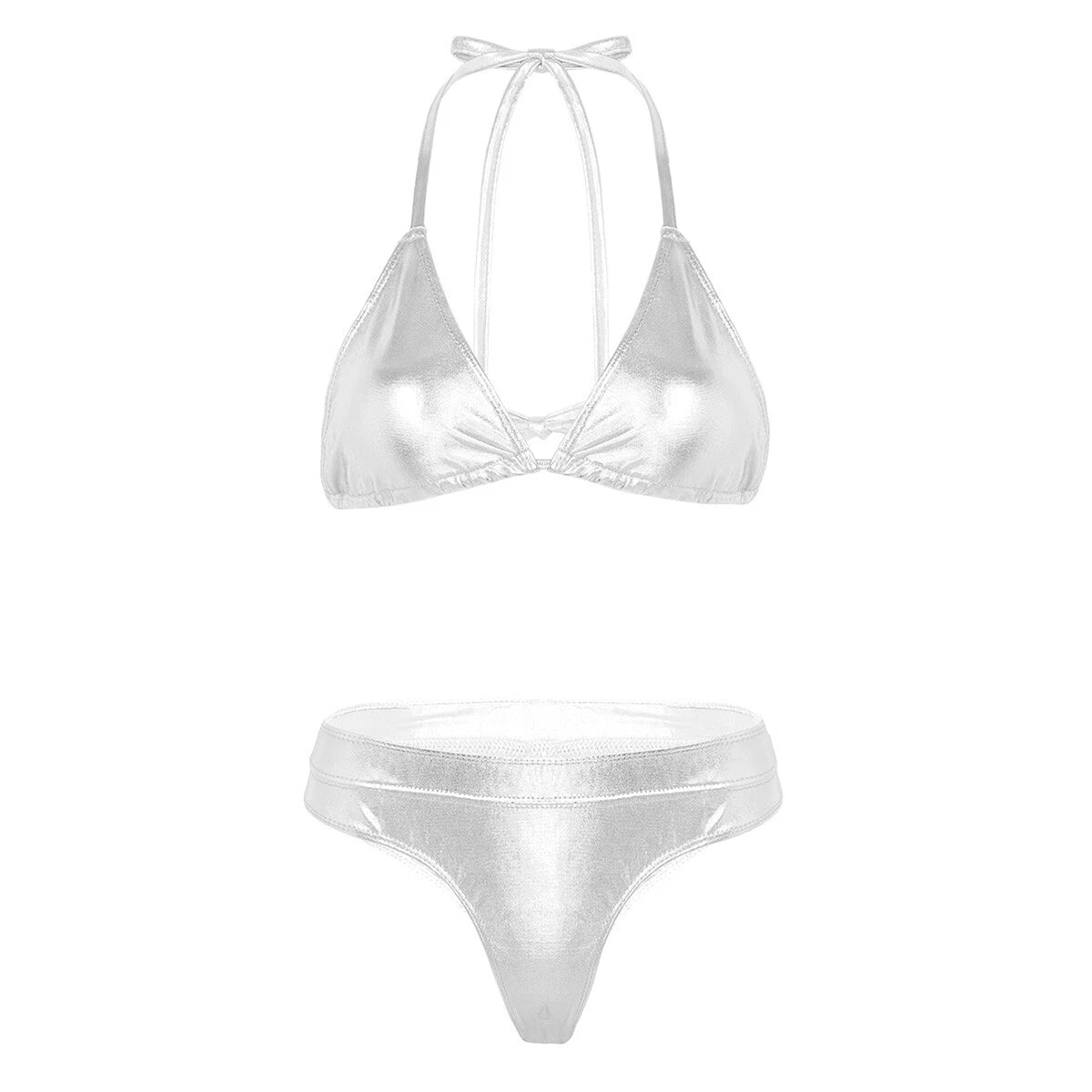 Women's Floral Lace Lingerie Bra Set Crotchless Thong G-string Cupless Bralette