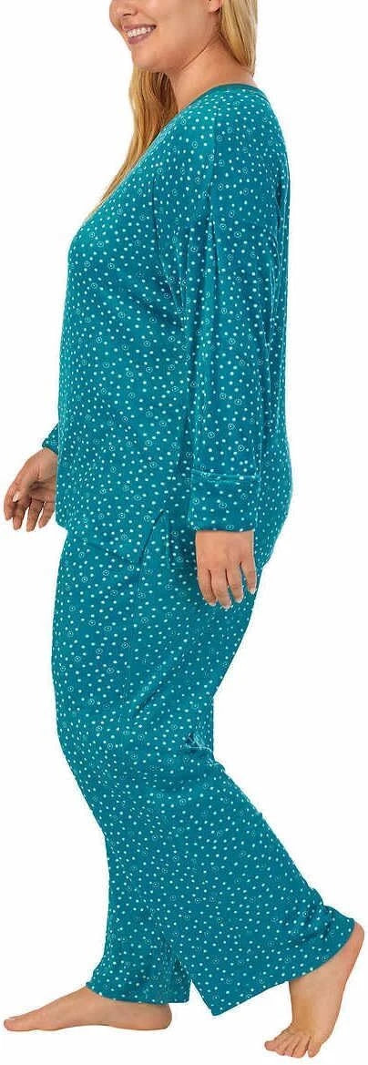 Nautica Womens 2 Piece Stretch Fleece Pajama Set (US, Alpha, Large, Regular, Reg