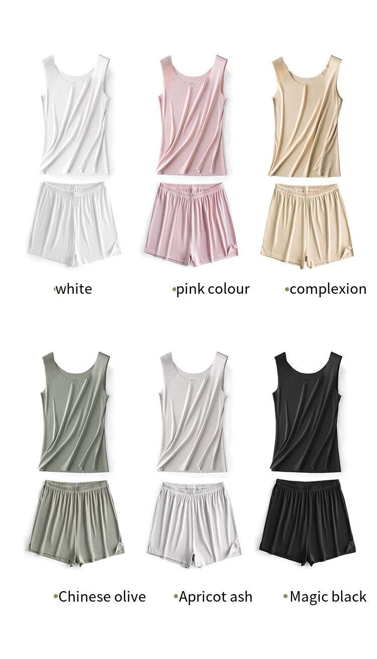 Comfortable Women Summer Pajamas Set Comfortable Casual Bacteriostasis Vest And Shorts-