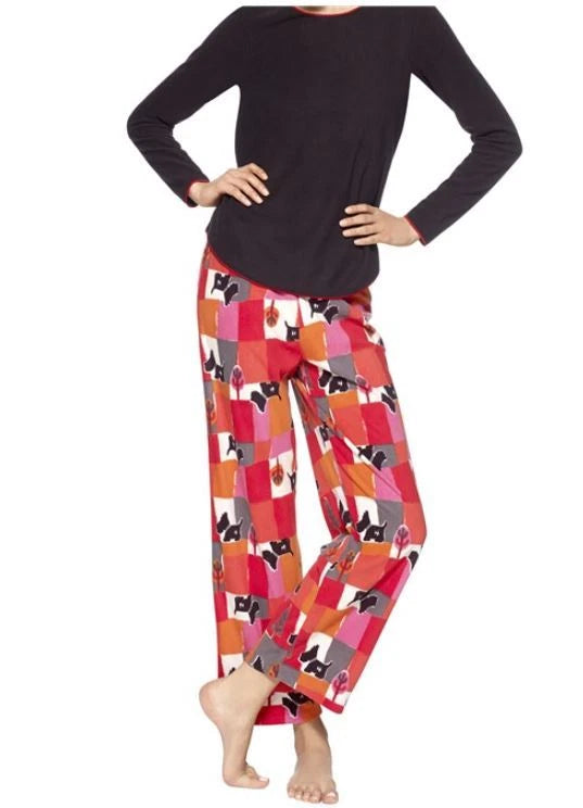 Hue Women's  Pajama Set S Dog Blocks or Mountain Sheep Micro Fleece, New $50