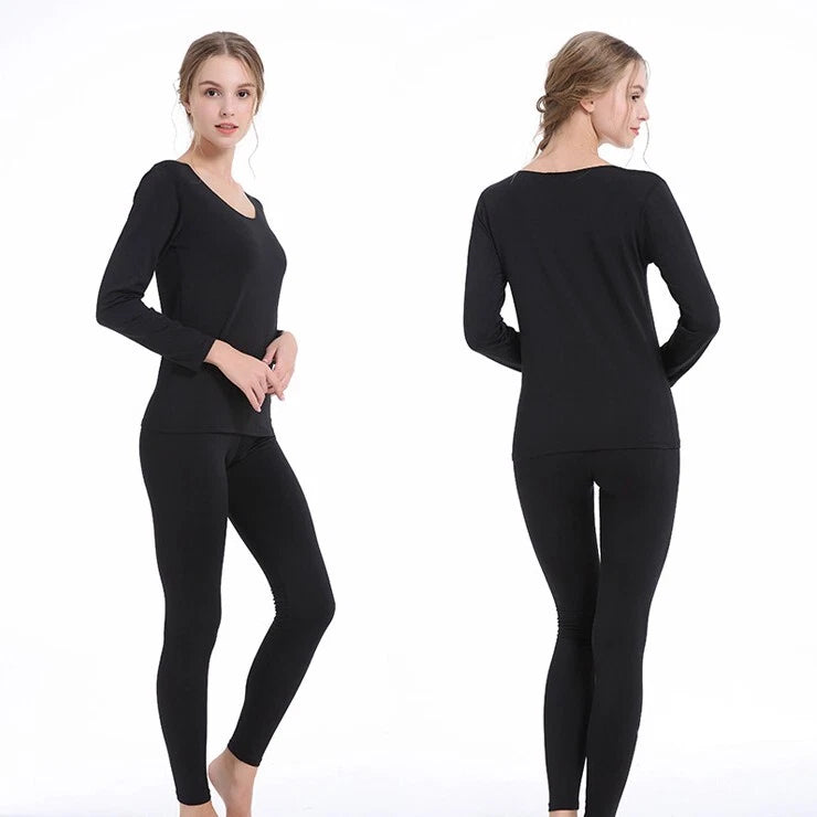 Women's Thermal Underwear Set Pyjama Long Johns Base Layer Top and Bottom Fleece