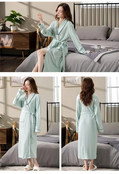 M-4XL Bridesmaid DressingGown Plus Size Cotton Bridesn'Robes Long Sleeve Loose