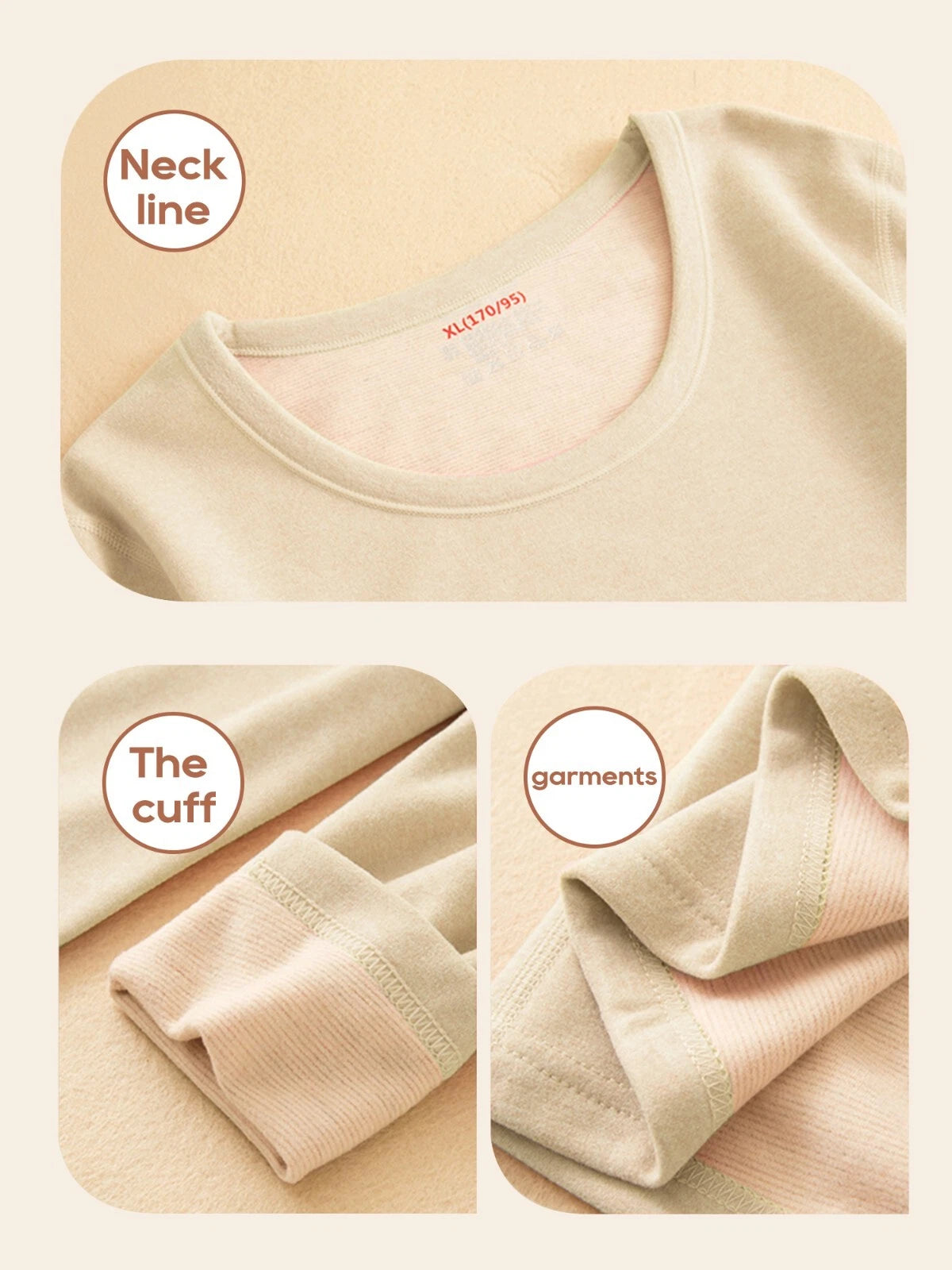 Women's 2PCS Cashmere Silk Thermal Underwear Pajamas Set Long Sleeve Top Bottom