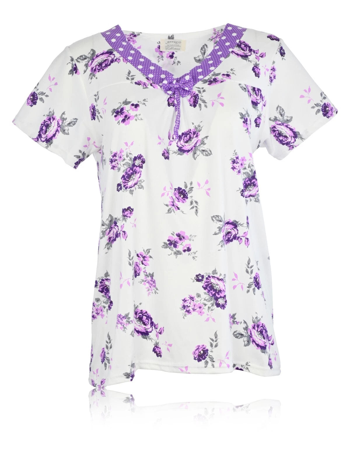 JEFFRICO Womens Capri Pajama Set 2 Piece Short Sleeve Top & Capri Pants  801C