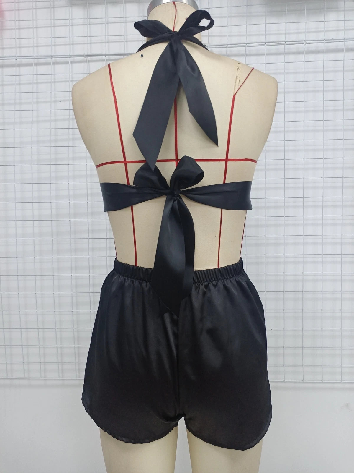 US Women Sexy Lingerie Sleepwear Satin Silk Babydoll Lace Nightwear Pajamas Set