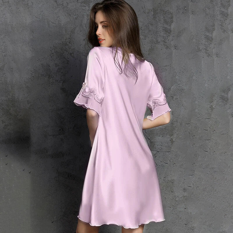 Women Satin Silk Lace Dress Sleepwear Lingerie Short Mini Nightdress Nightgown
