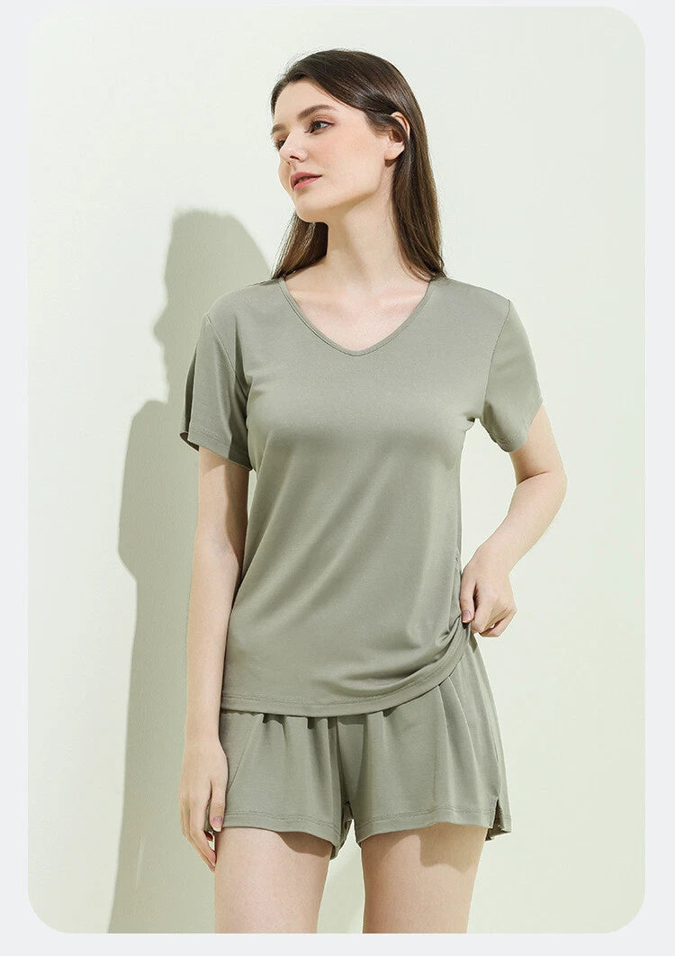 Women's Pajama Set Simple Casual Summer Comfortable Breathable Short Sleeve