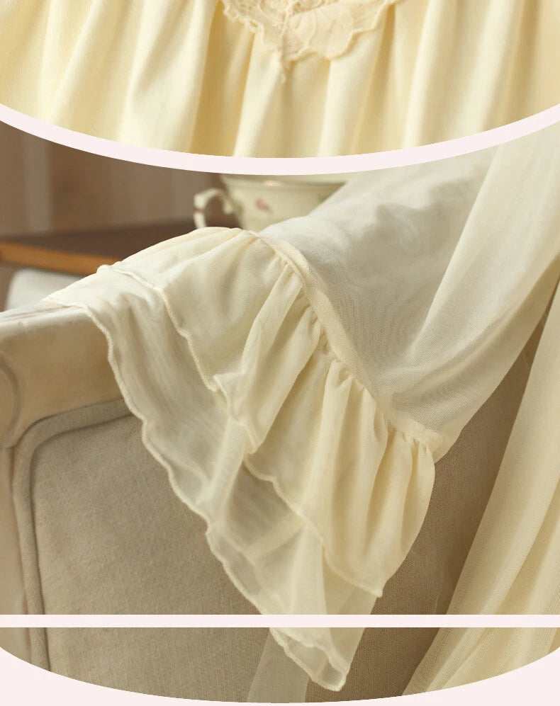 Women Lounge Suit Sling Padded Dress Cotton Robes Mesh Nightwear 2pcs 161201