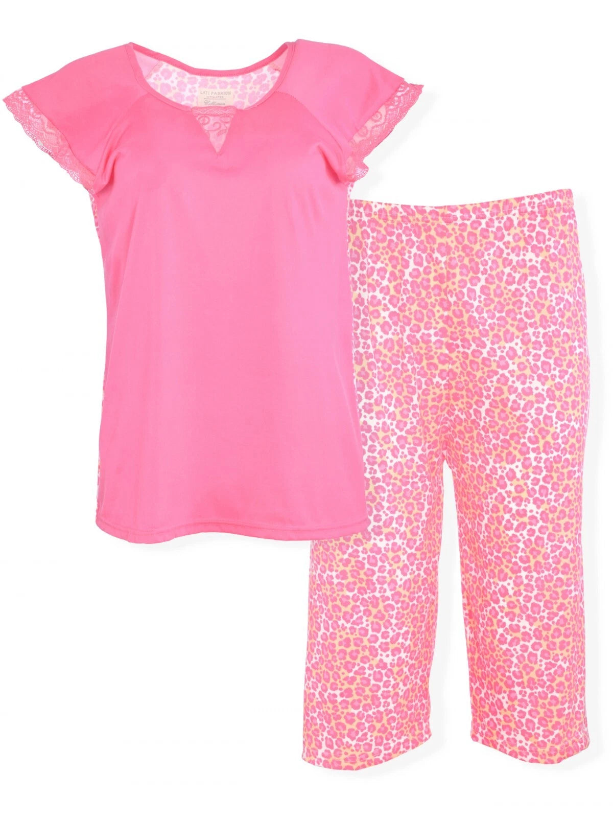 JEFFRICO Womens Capri Pajama Set 2 Piece Short Sleeve Top & Capri Pants 5035C