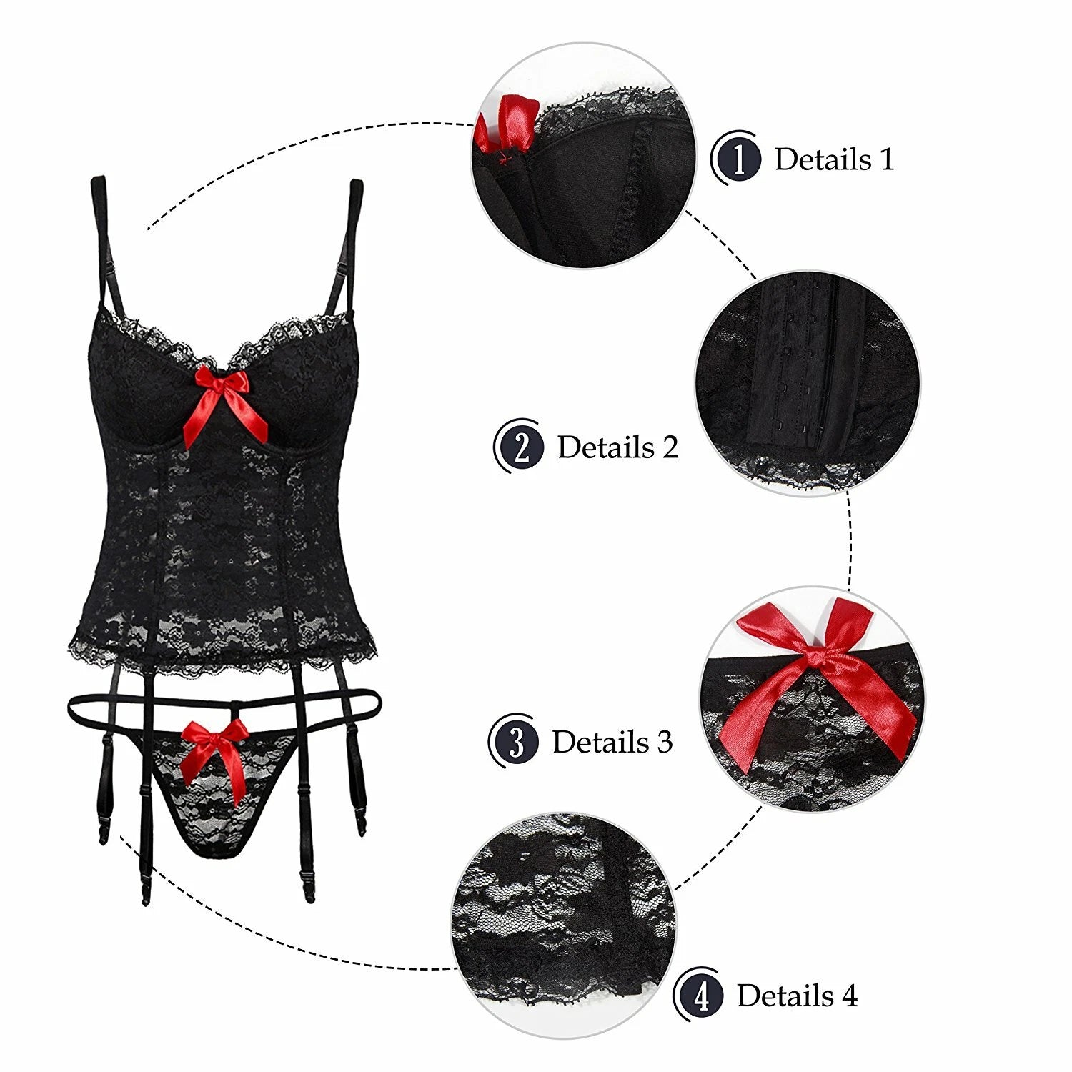 Women Sexy Lingerie Garter Belts Set Sleepwear Underwear Lace Nightwear G-String