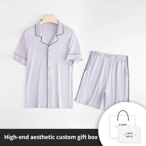 New Summer Women's Antibacterial T-Shirt Bermuda Comfortable Casual Size Pajamas Set-