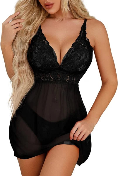 Lingerie-Underwear-Sleepwear-Sexy-Women-Pajamas -Lace-Babydoll-Nightwear-Pajamas