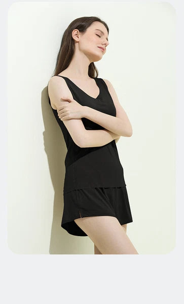 Comfortable Women Summer Pajamas Set Comfortable Casual Bacteriostasis Vest And Shorts-