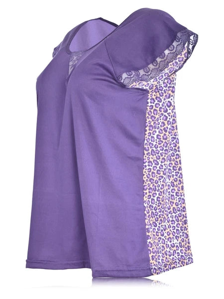 JEFFRICO Womens Capri Pajama Set 2 Piece Short Sleeve Top & Capri Pants 5035C