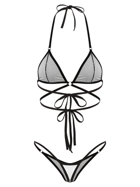 Women's Floral Lace Lingerie Bra Set Crotchless Thong G-string Cupless Bralette