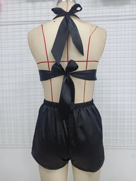 US Women Sexy Lingerie Sleepwear Satin Silk Babydoll Lace Nightwear Pajamas Set