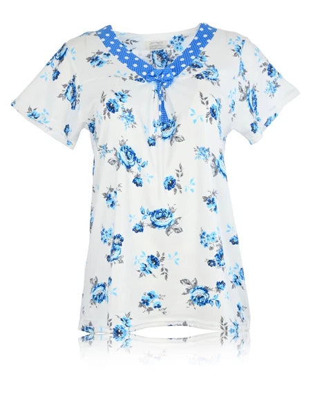 JEFFRICO Womens Capri Pajama Set 2 Piece Short Sleeve Top & Capri Pants  801C