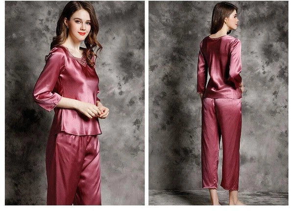 New Women Silk Pajamas Set,2 pcs,100% Mulberry Silk Sleepwear Nightwear U7130