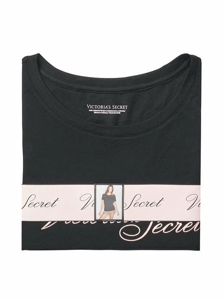 VICTORIA'S SECRET S,M, 2XLCotton Short Logo Tee-Pajama Black Dots or Leopard NWT