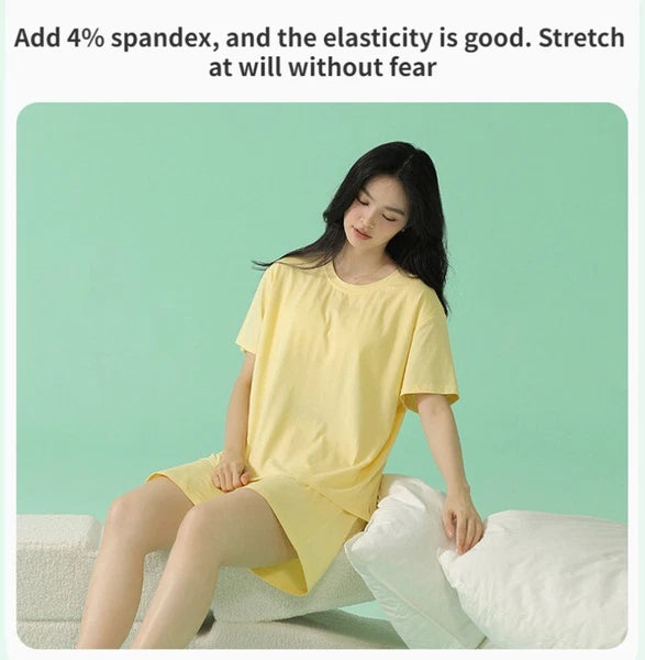 Women's Summer Soft Cool With Built-in Bra Pad Breathable Sports Pajamas Set-