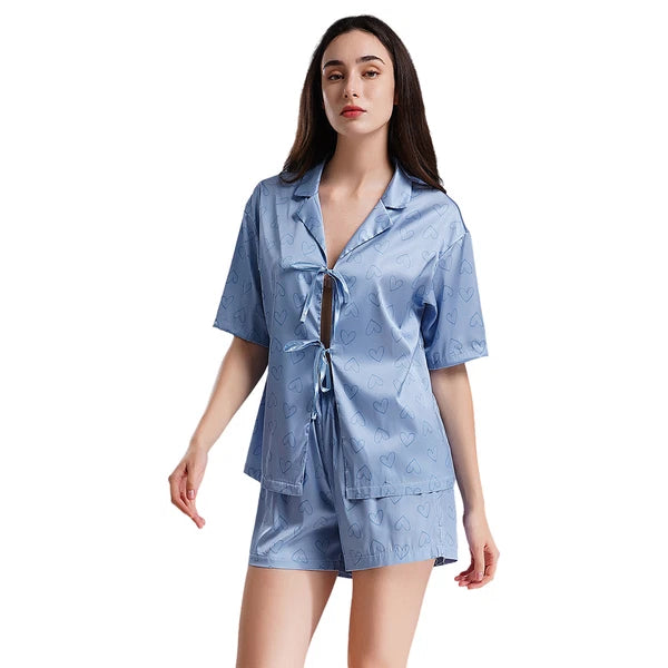 Women Nightwear Casual Pajamas Set Soft Sleepwear Shiny Homewear Comfortable