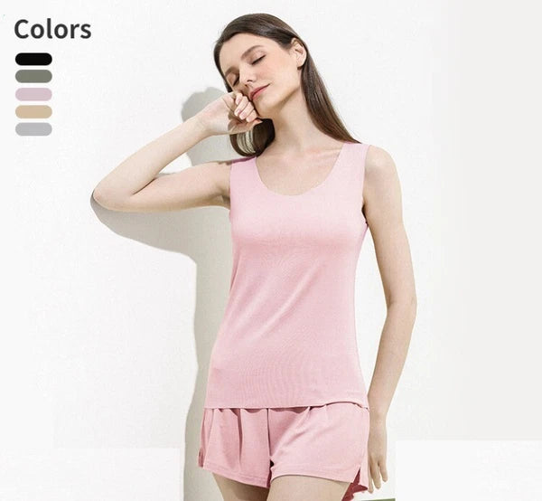 Women's Pajamas Set Comfy Casual Bacteriostasis Modal Summer Vest and Shorts