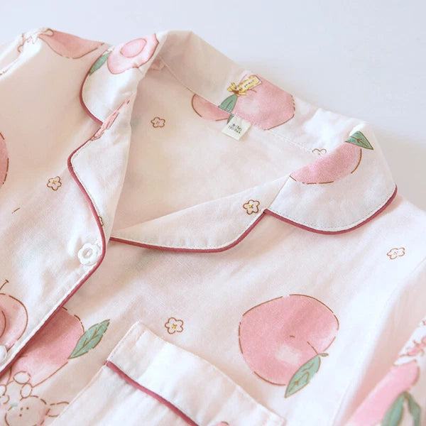 Women Pajamas Set 100% Cotton Printed Sleepwear Casual Nightwear Gauze Home Wear