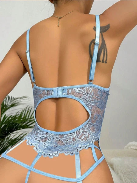 Women Sexy Lace Lingerie Set Babydoll Underwear Nightwear Bra Thong Sleepwear