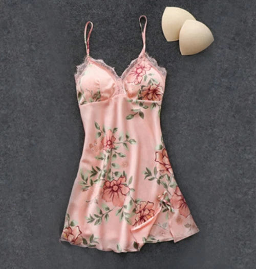 Pink Pajamas Sets Womens Strap Top Pants Sleepwear Suit Nightwear Robe Bath Gown