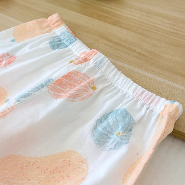 Women Pajamas Set 100% Cotton Printed Sleepwear Casual Nightwear Gauze Home Wear