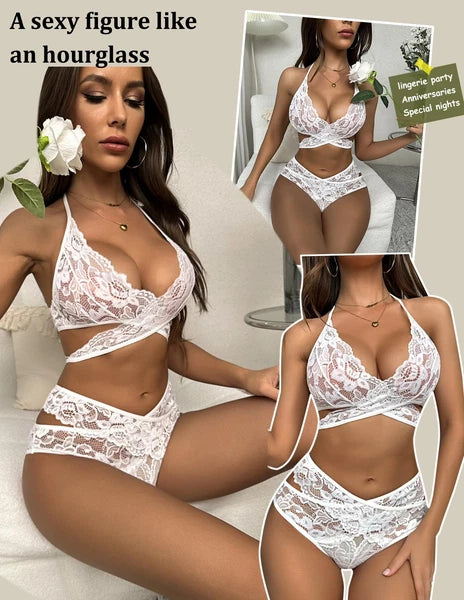 Two Piece Women Sexy Lingerie Set Lace Bra and Panty Set Babydoll Sleepwear US