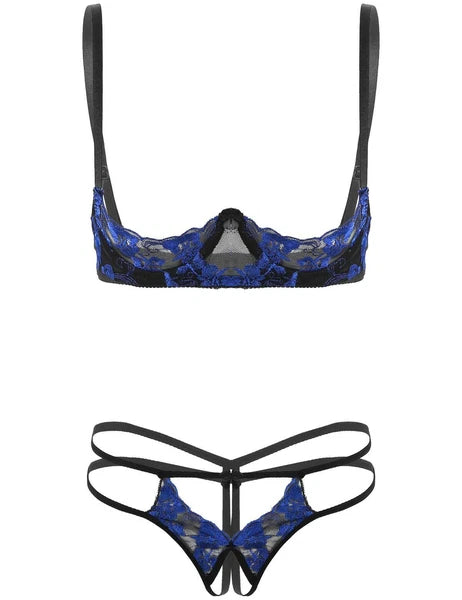 Women's G-string Sexy Lingerie Nightwear Lace Thong Bra Set Underwear Babydoll