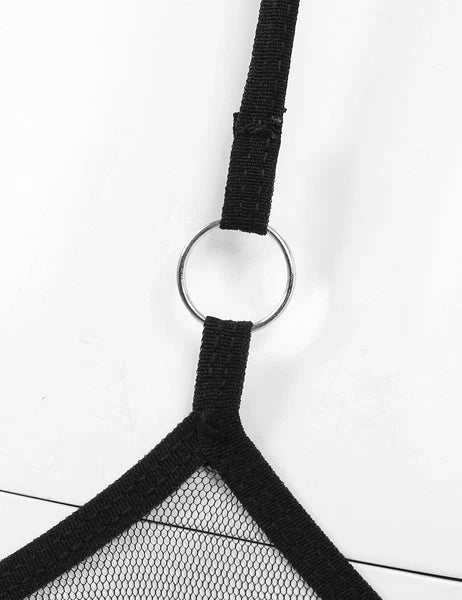 Sexy Women Mesh Lingerie Set Open Cups Bra Top Low Rise Mini Briefs Sleepwear