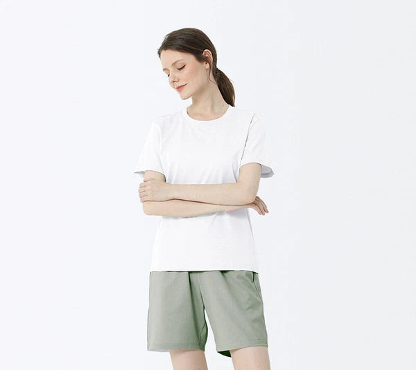 Summer Women's Cotton Antibacterial Thin Suitable Home Trip Pajamas Set-